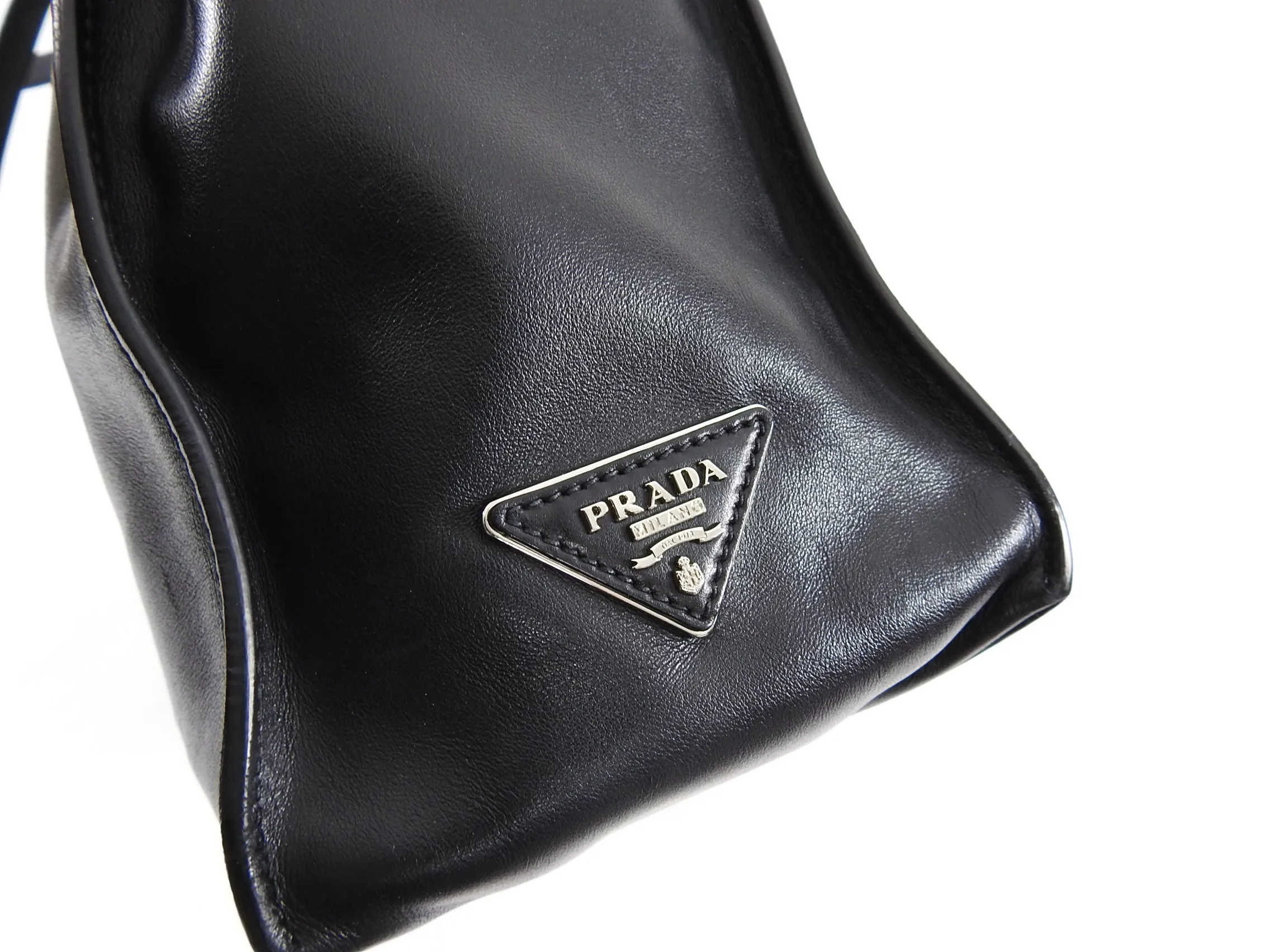 Prada Black Smooth Leather Shopper Tote Bag