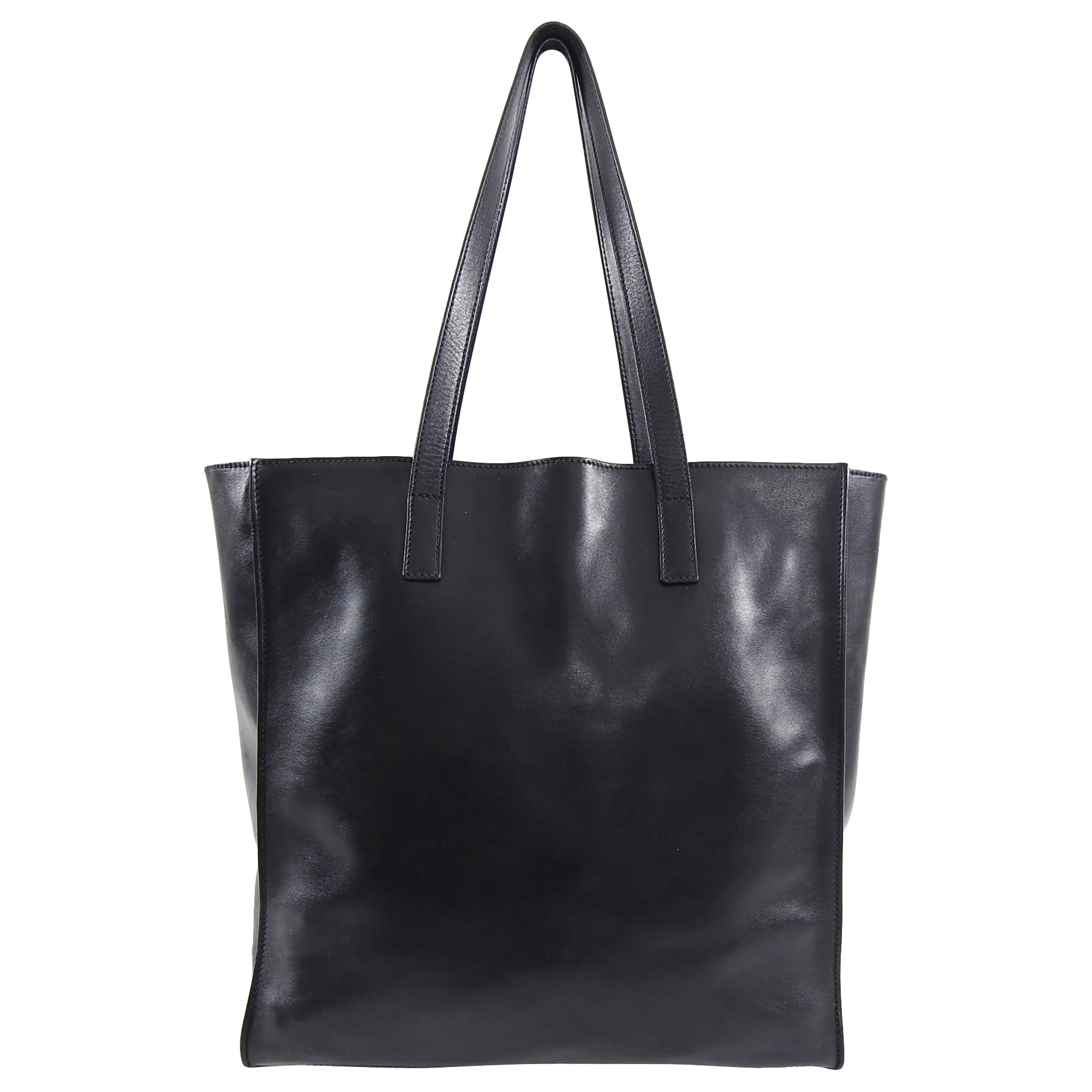 Prada Black Smooth Leather Shopper Tote Bag