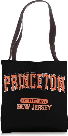 Princeton New Jersey Settled 1696 Vintage Arched Orange Tote Bag