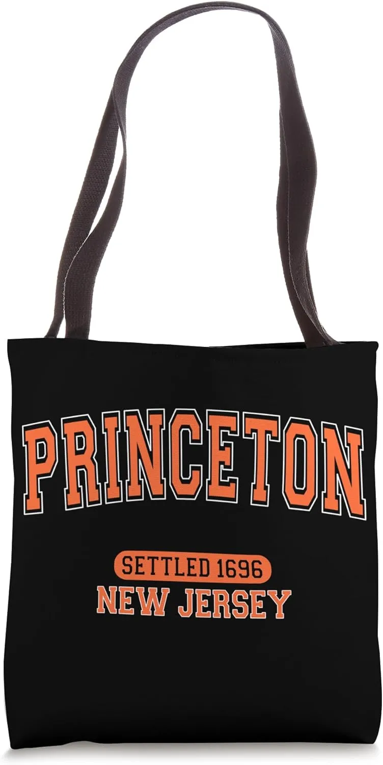 Princeton New Jersey Settled 1696 Vintage Arched Orange Tote Bag