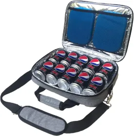 Red Suricata Insulated Slim Cooler  Ultra Thin, Flat Mini Small Cooler Lunch Bag Fits 10 Drink Cans - 2 Slim Reusable Ice Packs Included - Small Iceless Golf Cart Bag for Beer (Heathered Grey)