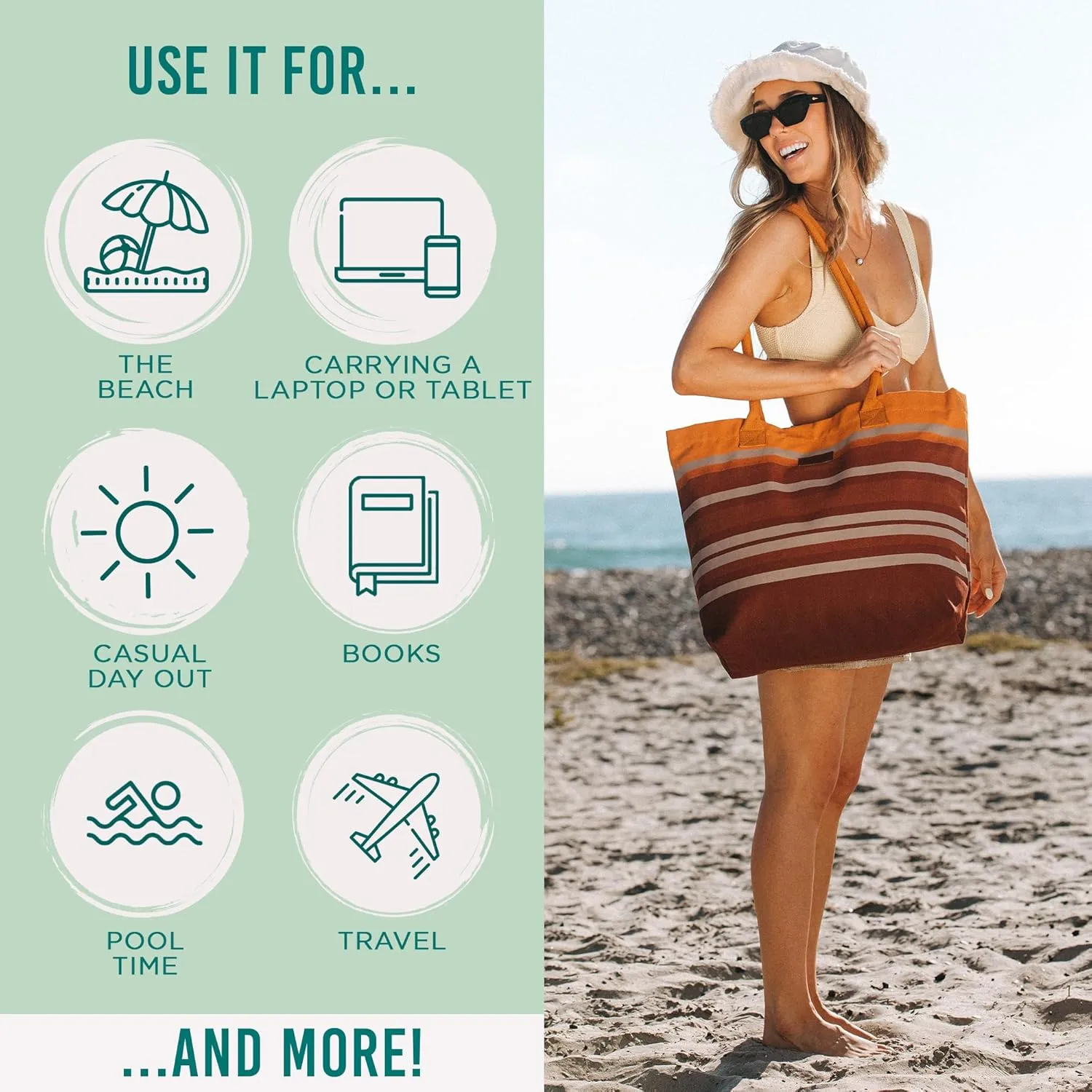 Sand Cloud Everyday Tote Bags for Women - 100% Organic Cotton, Durable and Stylish Canvas Tote Handbag with Pouch Pockets