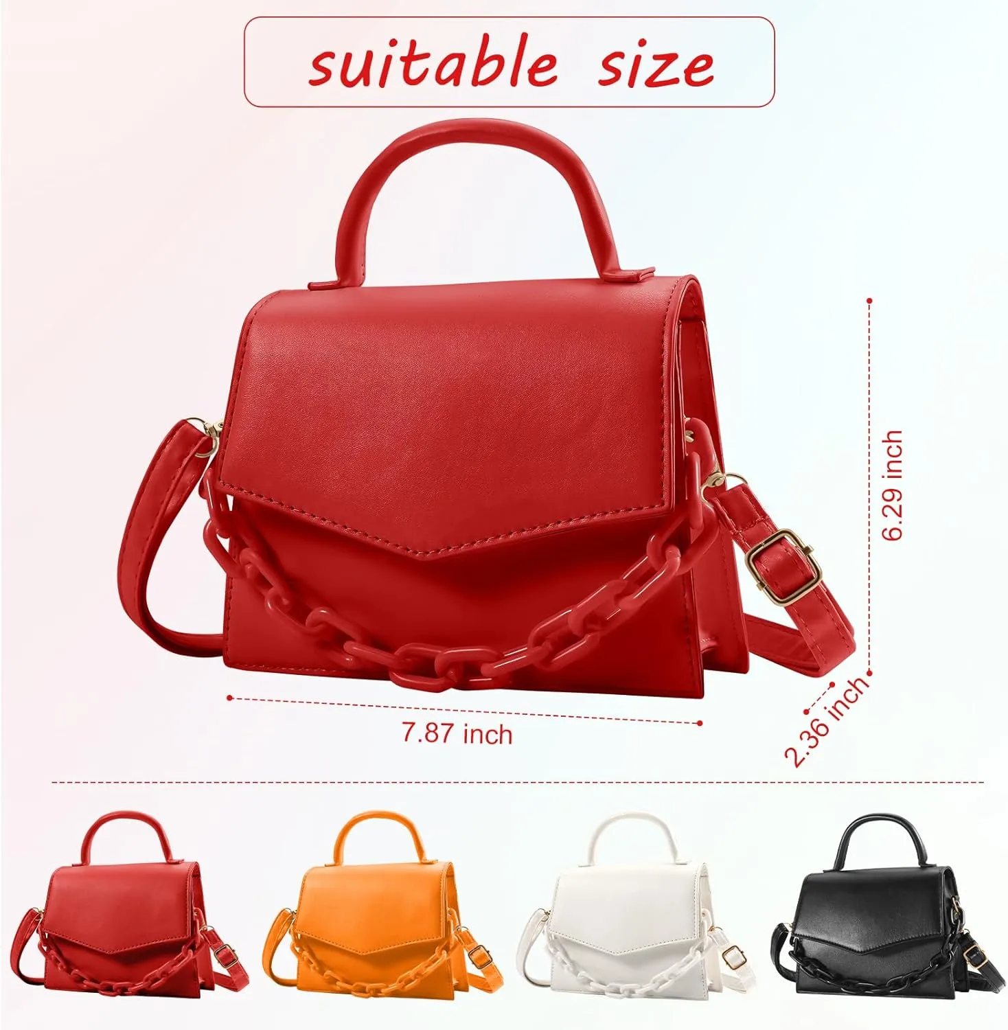 Small Crossbody Bags for Women Girls Trendy Top Handle Satchel Purses with Detachable Acrylic Chain