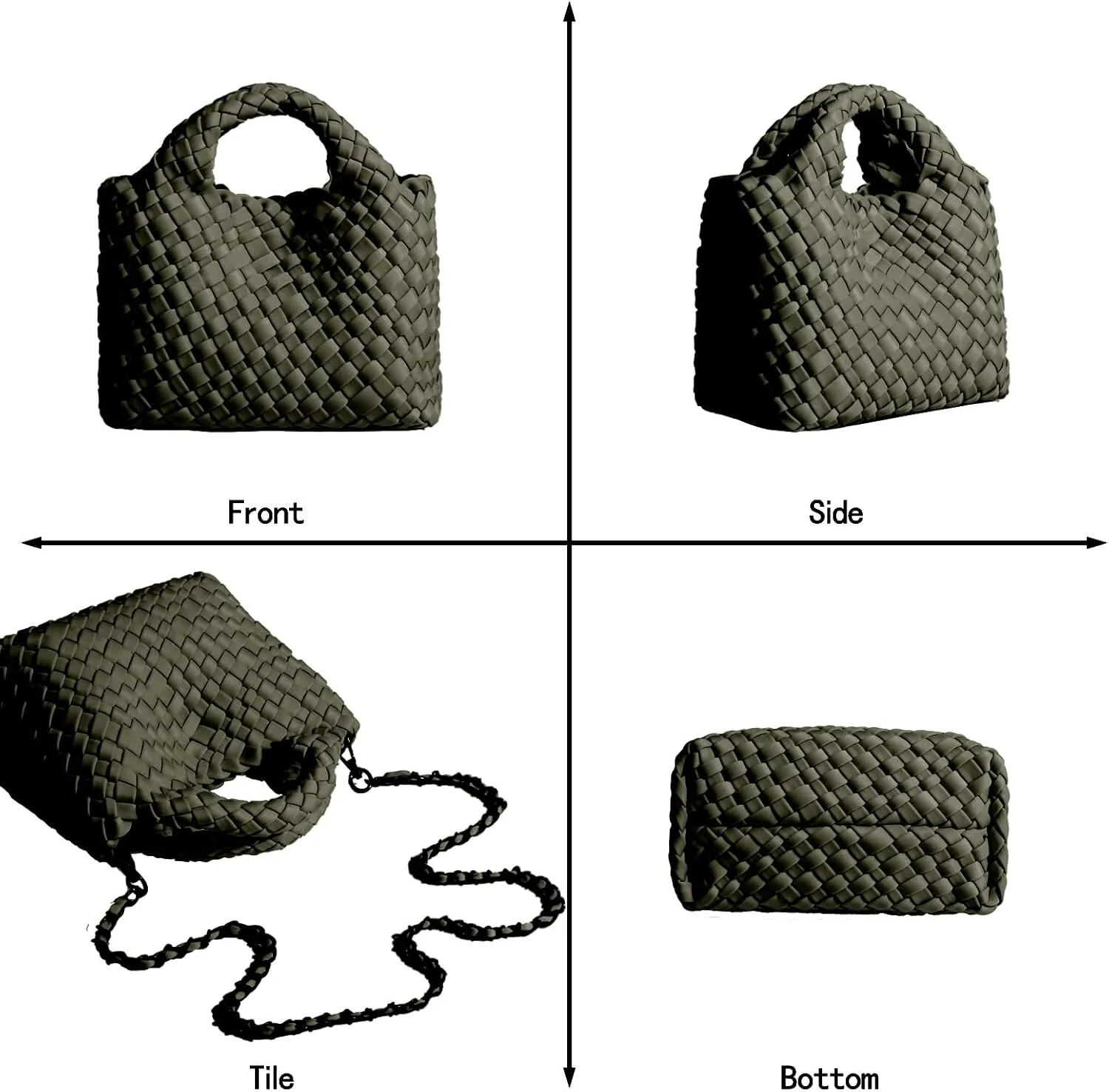 Small Tote Shoulder Bag, Women Handbags and Purses, Woven Composite Bag, Travel Chain Pouch, Phone Crossbody Satchel
