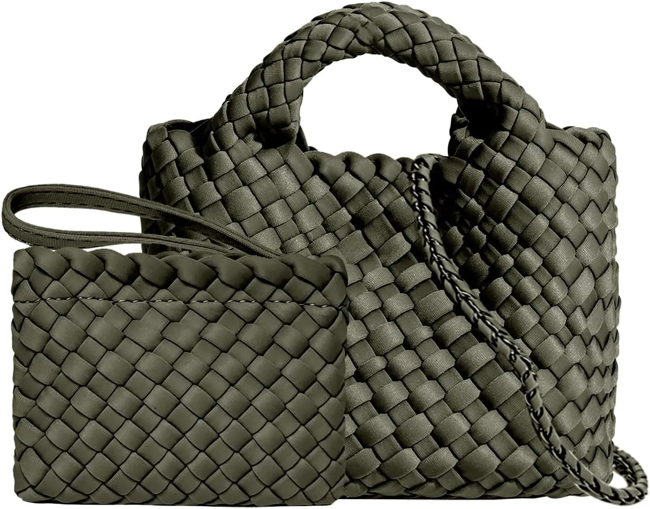 Small Tote Shoulder Bag, Women Handbags and Purses, Woven Composite Bag, Travel Chain Pouch, Phone Crossbody Satchel