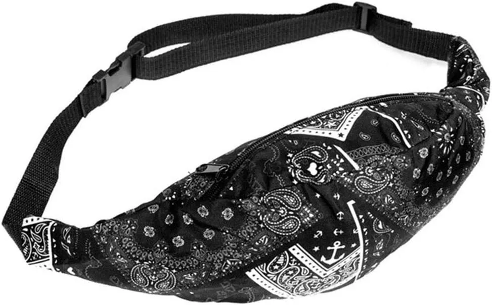 Sports Hiking Running Belt Waist BagFashion Travel Fanny Bag Super Lightweight For Travel Waist Pack (Black Pirates)