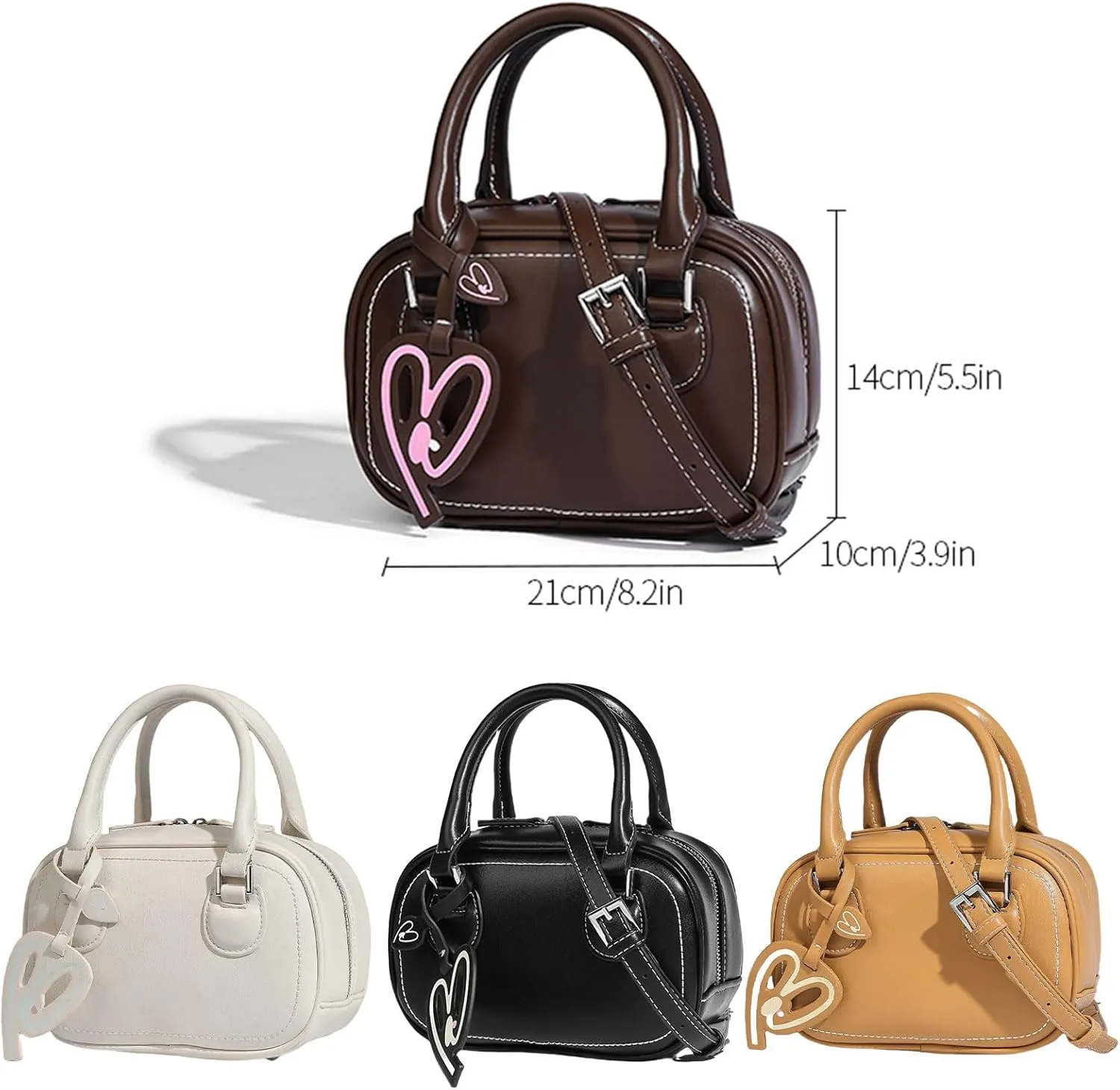 Stylish PU Leather Women's Bowling Bag - Fashionable Shoulder & Crossbody Handbag for Autumn/Winter Shopping