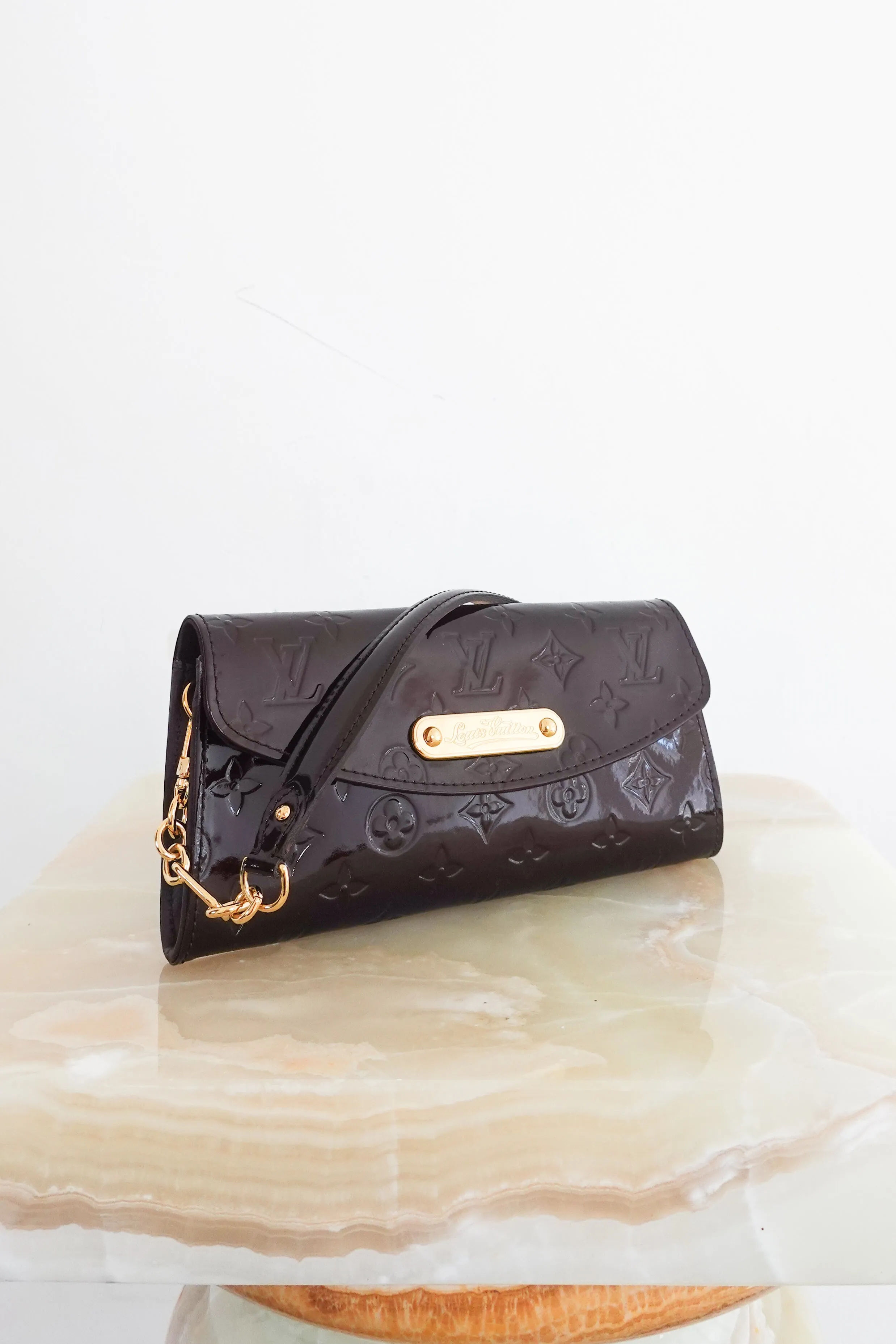 Sunset Boulevard Patent Amarante burgundy monogram vernais shoulder bag