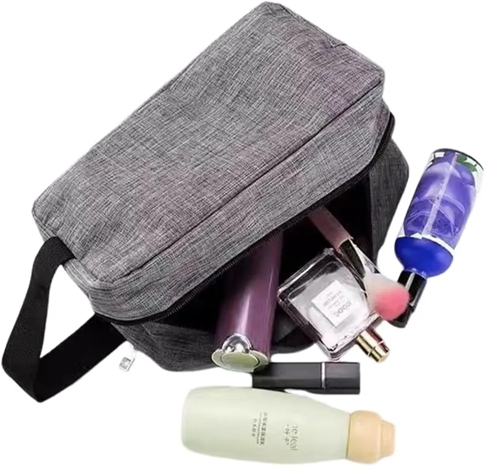 Trawila Travel Toiletry Bag for Women and Men, Makeup bag Organizer for Cosmetics Toiletries Brushes Tools, Foldable, Water-resistant,With Divider and Handle (Black)