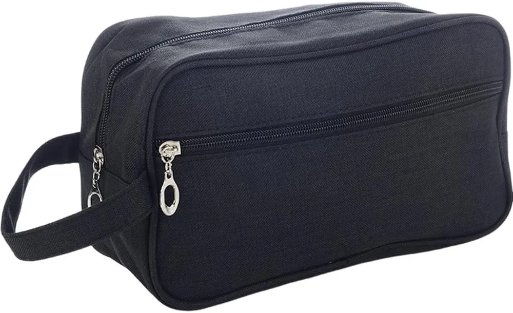 Trawila Travel Toiletry Bag for Women and Men, Makeup bag Organizer for Cosmetics Toiletries Brushes Tools, Foldable, Water-resistant,With Divider and Handle (Black)