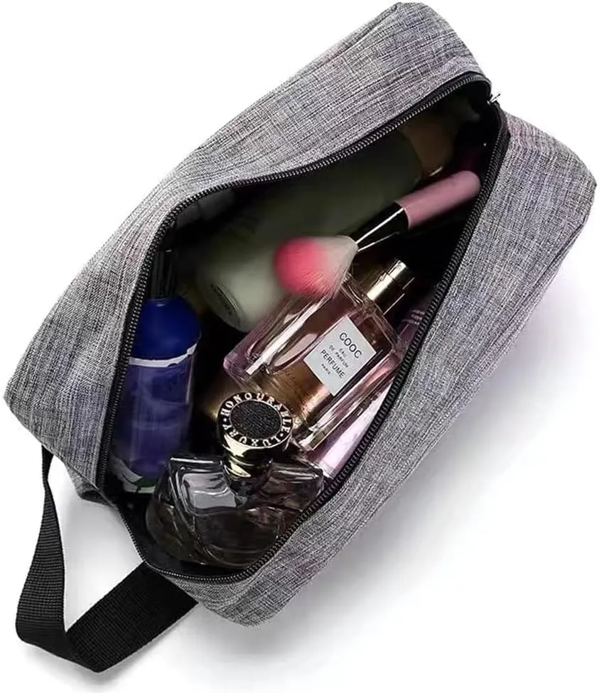 Trawila Travel Toiletry Bag for Women and Men, Makeup bag Organizer for Cosmetics Toiletries Brushes Tools, Foldable, Water-resistant,With Divider and Handle (Black)