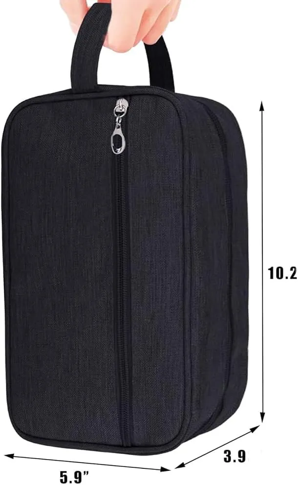 Trawila Travel Toiletry Bag for Women and Men, Makeup bag Organizer for Cosmetics Toiletries Brushes Tools, Foldable, Water-resistant,With Divider and Handle (Black)