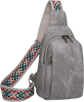 Trendy Sling Bag for Women Shoulder Cross body Bags Vegan Leather Chest Purse with Adjustable Strap