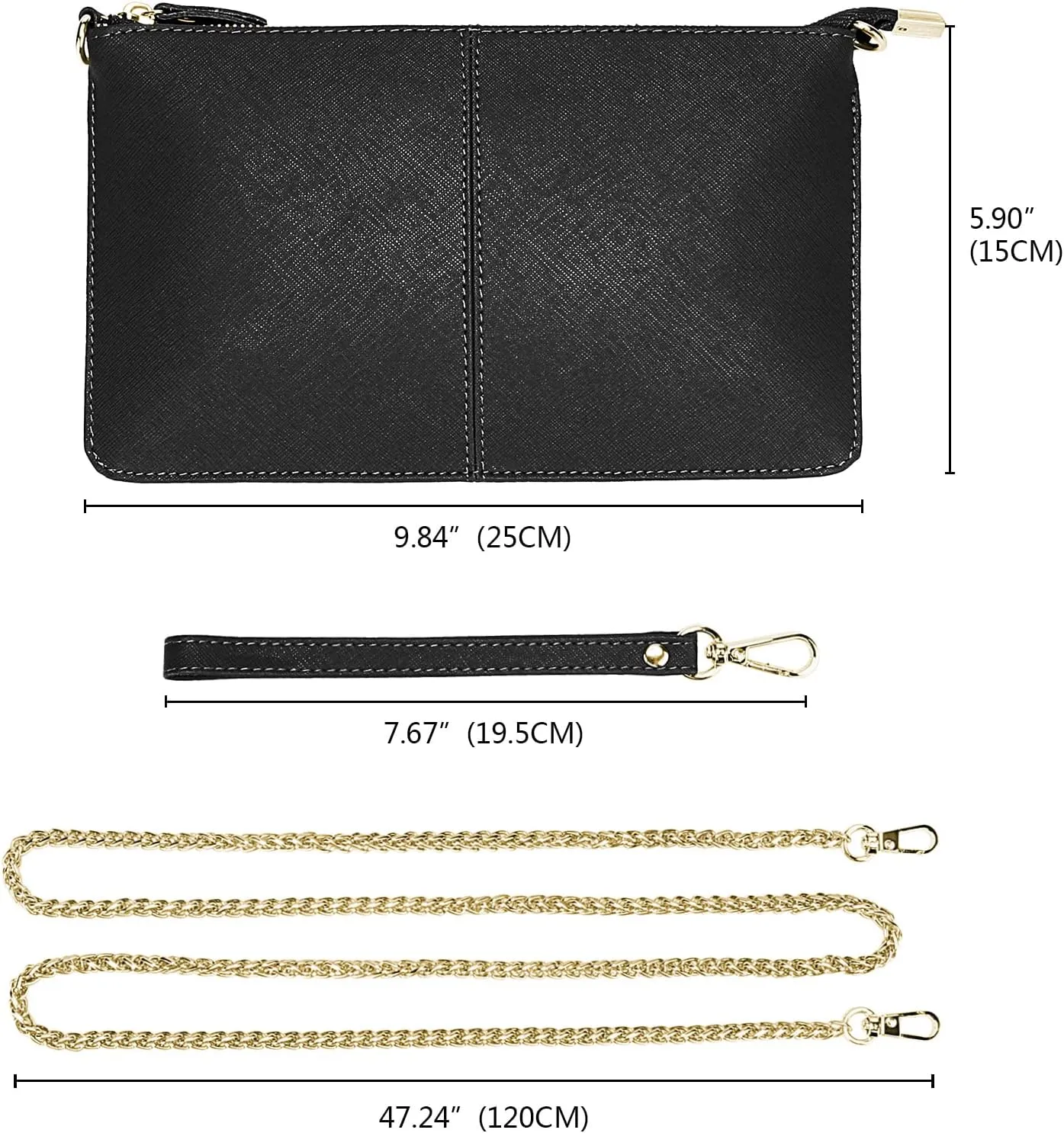 Uromee Wristlet Wallet Clutch Purses for Women Genuine Leather Crossbody Bag Handbag with Detachable Shoulder Chain