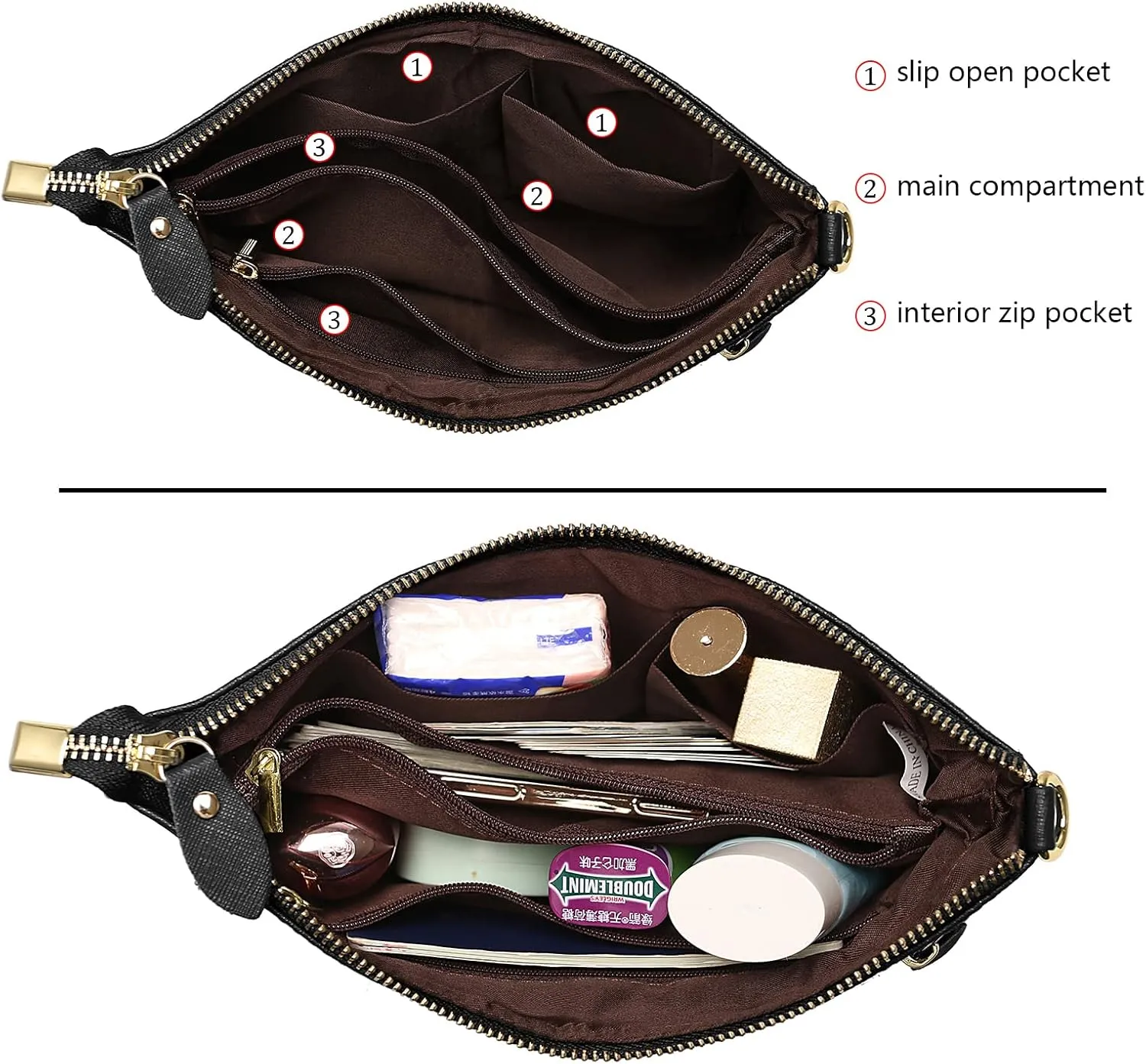 Uromee Wristlet Wallet Clutch Purses for Women Genuine Leather Crossbody Bag Handbag with Detachable Shoulder Chain