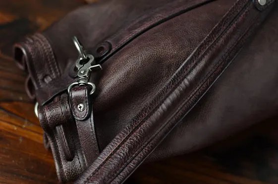 YAAGLE Mens' Cool Tanned Leather Drawstring Bucket Shoulder Bag YG8234