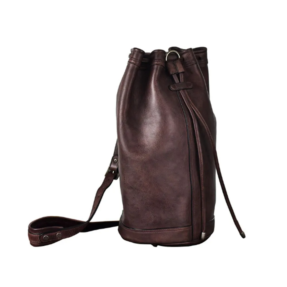YAAGLE Mens' Cool Tanned Leather Drawstring Bucket Shoulder Bag YG8234